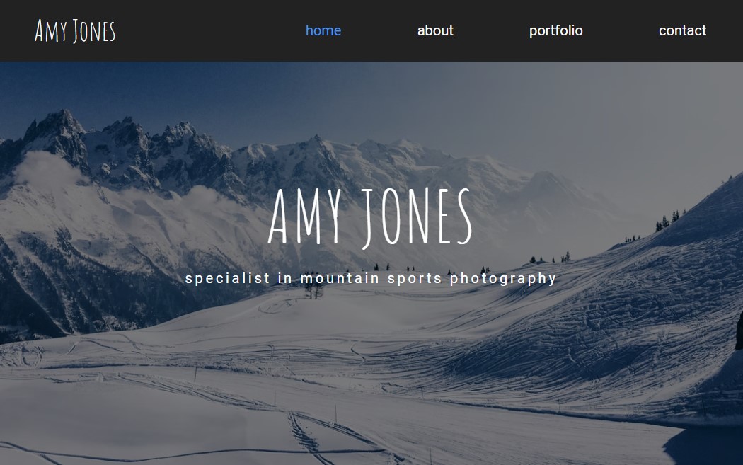 Amy Jone's Photography Website Image